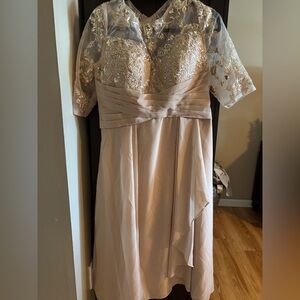 Beige Lace Overlay Dress!!! Wedding season is coming!!!